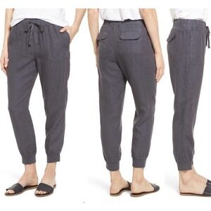 Women's Caslon Linen Joggers in green Ebony Size Small, New